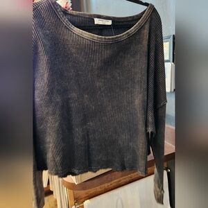 Hyfve Mineral Washed Waffle Long Sleeve Top
